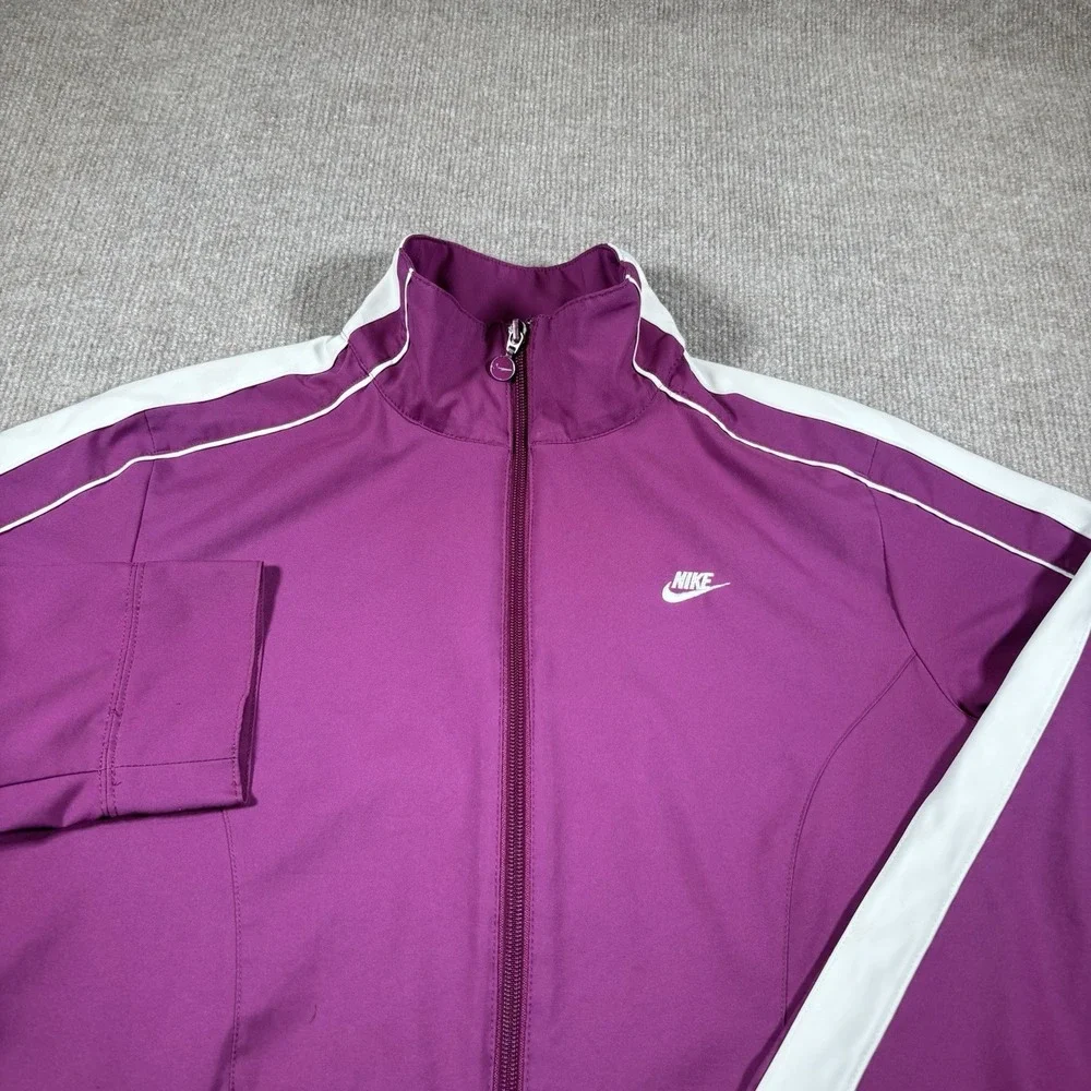 Vintage Nike Jacket Womens L Full Zip Purple Nike Fit Dry Lightweight‎ Logo Y2K